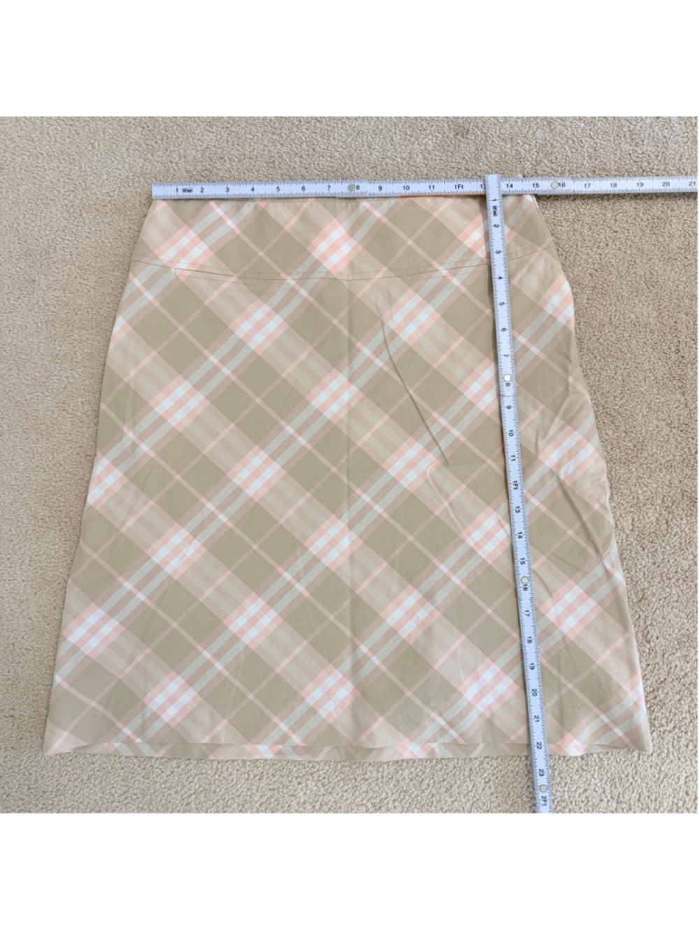 Burberry London Tan Pink Nova Check Plaid A-Line Skirt Women's Size 8 Heritage - Picture 9 of 9
